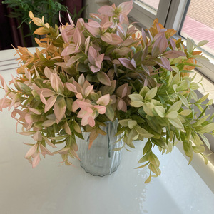 25 cabezas de pintura al óleo de plástico, hojas de vainilla, plantas verdes, simulación de caminos de hierba, filas de flores, hojas artificiales - Product Image 1