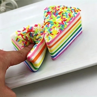 Jouet Squishy en forme de gâteau, modèle de simulation de gâteau triangulaire coloré à rebond lent, jouet anti-stress pour enfants, vente chaude