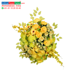 Bouquet de fleurs artificielles jaunes, arrangement floral mixte, décoration pour mariage, maison, événements, couronnes et guirlandes décoratives - Product Image 5