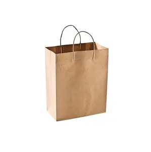 Factory Biodegradable Kraft Paper Bags Carrying Bag with Handles Customized Shopping Paper Bag at Bulk Price
