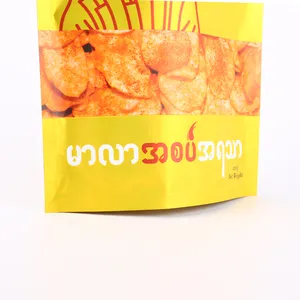 Isı sızdırmazlık özel baskılı stand up aperatif gıda ambalaj plastik patates cipsi çantası