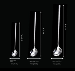 Cuillère à mélanger ronde à long manche en acier inoxydable 304 DFU203, cuillère à café, cuillère à glace, cuillère à dessert mignonne, mini-cuillère à miel, cuillère à assaisonnement - Product Image 2