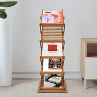 Porte-revues portable et léger, sur pied, pliable, 5 niveaux, en bambou, durable, moderne, pour salon