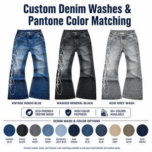 <span class=keywords><strong>Jeans</strong></span> <span class=keywords><strong>Uomo</strong></span> Svasati Vintage Distressed Blu con Stampa Effetto Sbiadito Oversize a Zampa d'Elefante - Produzione Personalizzata - Product Image 4