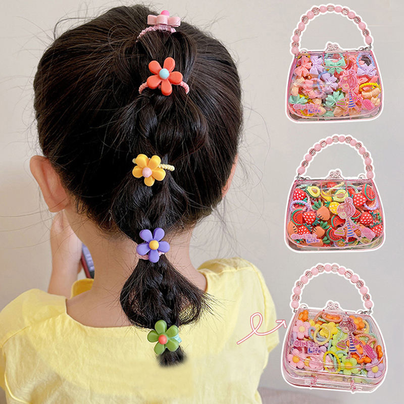 20Pcs/Set Wholesale Sweet Mini Hair Accessories Set Gift Children's Baby Girl Cute Hair Ties Elastic Hair Rubber Bands for Kids