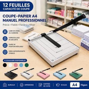 Massicot Papier A4 Manuel 12 Feuilles Coupe-Papier Guillotine Bureau Ecole Imprimerie Lame Acier Précision - Product Image 1