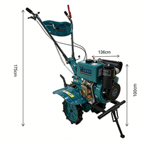 Micro-cultivateur 2 rangs 50 kg avec boîte de vitesses 192CC, moteur diesel 135 de 10 CV, haute efficacité, économie d'énergie, faible consommation de carburant