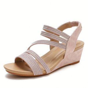 <span class=keywords><strong>Sandalias</strong></span> de tacón inclinado Nuevos zapatos romanos Simia de suela blanda cómodos <span class=keywords><strong>Sandalias</strong></span> de correa recta de plataforma impermeable - Product Image 3