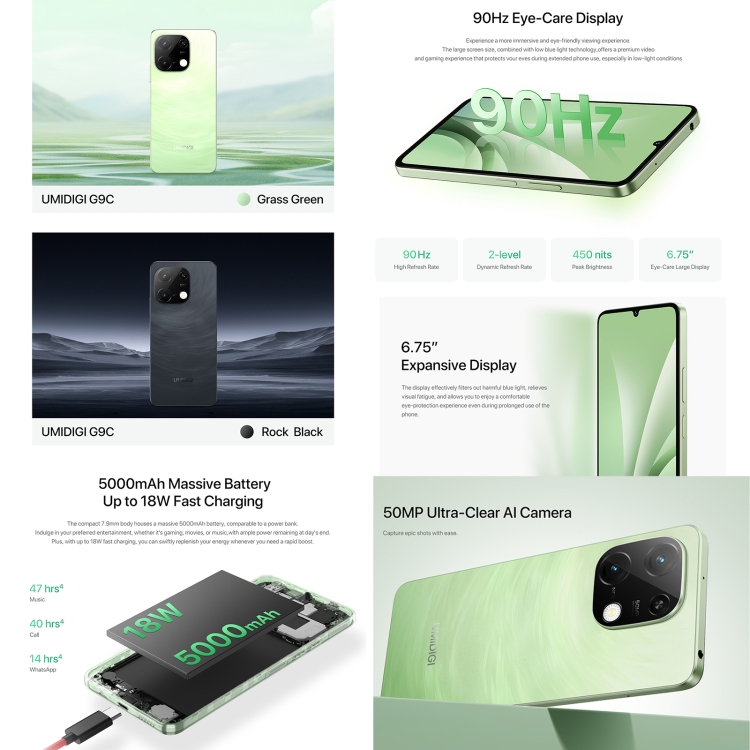UMIDIGI G9T 2024 - 4GB+128GB Octa Core Smartphone with Android 14