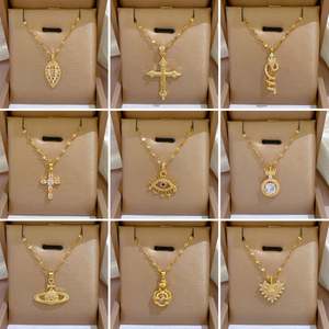 30styles Wholesale <b>Cross</b> Jesus StainlessSteel Gold Necklaces Bulk Mix Lot Waterproof Cubic Zirconia Necklace Trend Jewelry Women - Product Image 6
