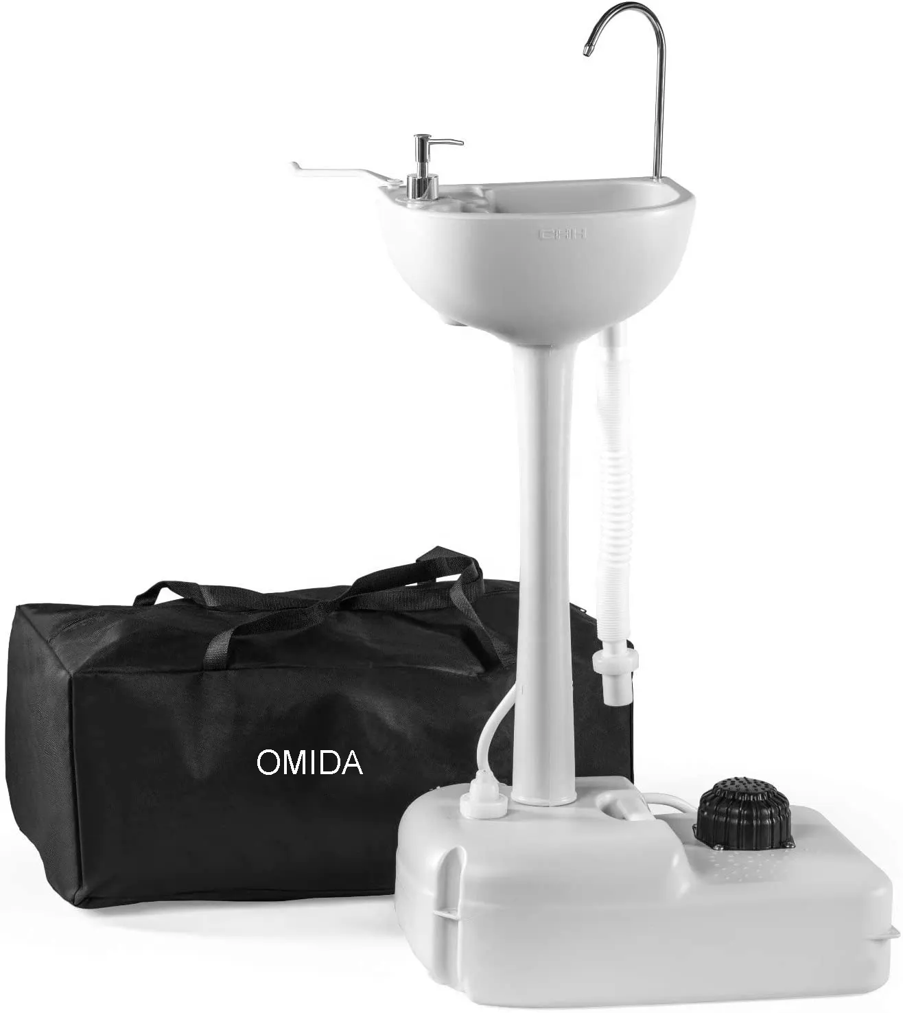 OMIDA Bồn Rửa Chân Cắm Trại Ngoài Trời Di Động Bồn Rửa Tay Có Thể Gập Lại W/5 Gallon (19L) Bình Chứa Nước, Bánh Xe, Bình Đựng Xà Phòng