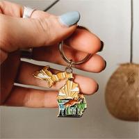 De Verenigde Staten Michigan Staat Best Verkopende Goedkope Zacht Email Sleutelhanger Sleutelhanger Ring Custom 2d 3d Metalen Sleutelhanger