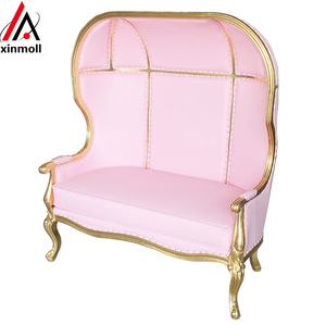 Canapé-lit à baldaquin rose doré, trône, <span class=keywords><strong>cage</strong></span> métallique, mobilier <span class=keywords><strong>de</strong></span> cérémonie élégant, tissu en velours, cadre en bois, ensembles <span class=keywords><strong>de</strong></span> chaises <span class=keywords><strong>de</strong></span> mariage - Product Image 4