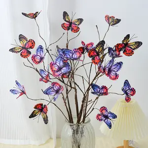 S0440 Wholesale wedding home decorations Simulation dried branches butterfly window art flower arrangement artificial butterfly