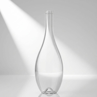 Bouteille en verre transparent de 750 ml en forme de goutte d'eau, décanteur à spiritueux en verre extra clair avec bouchon en liège profond pour le stockage de liqueurs