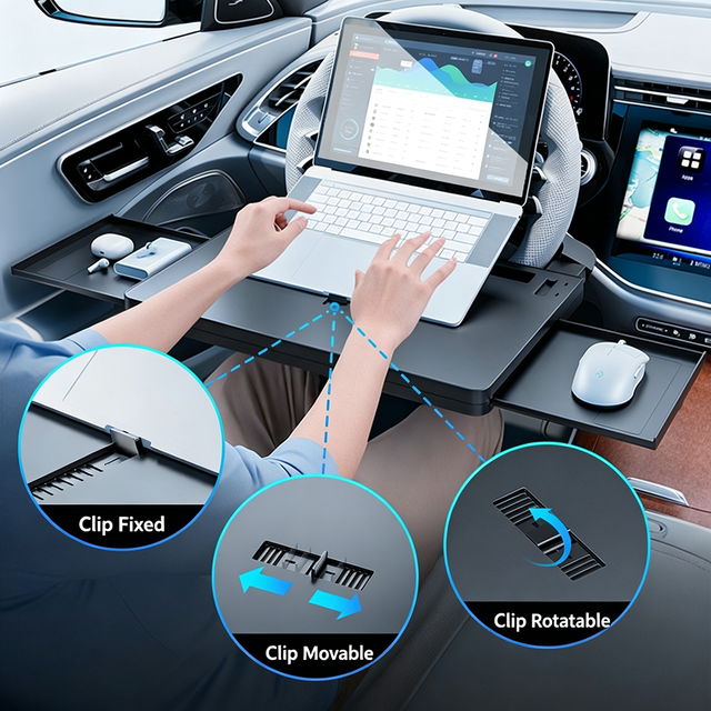 Universal Notebook Large Plastic Portable Car Steering Wheel Table Board for Laptop Dining Table Cup Holder Mobile Phone Stand