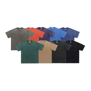 2024 Großhandel schwarz einfarbig zylinder klassische T-Shirts gewaschen 280 Gramm schwarz Säure-Wäsche-T-Shirt lässige Basis individuelle Baumwoll-T-Shirts