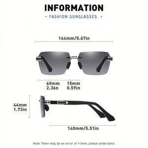Gafas de Sol Personalizadas con Logotipo, Moda 2025, Montura Retro de Aleación, Lentes Degradadas, Protección UV400, Sin Marco, Cuadradas, para Hombre - Product Image 5