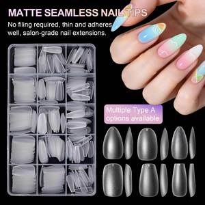 300 pièces/boîte – Faux ongles mats faits à la main, taille standard, courts, carrés, forme cercueil, stiletto – Embouts à presser pour manucure - Product Image 1