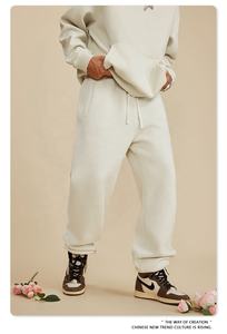 Logo personnalisé pour l'estampage à chaud en relief 3D pour pantalon oversize en molleton polyester/coton délavé pour homme, style streetwear - Product Image 3