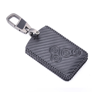 Housse de clé intelligente à <span class=keywords><strong>4</strong></span> boutons en cuir et fibre de carbone compatible avec Renault Megane <span class=keywords><strong>Scenic</strong></span> Laguna Fluence Clio Captur Koleos 2008-2019 - Product Image 3