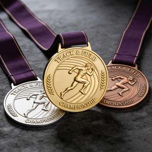 Médaille de sport <span class=keywords><strong>d</strong></span>'athlétisme professionnelle plaquée or, argent et cuivre, design personnalisable, idéale pour les compétitions athlétiques - Product Image 2