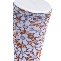 Chaussettes pour femmes, motif floral de petites marguerites, style dessin animé amusant, écologiques, longueur mi-mollet, automne, polyester, tricot extensible, technique de tricot, bordure de la cheville