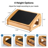Repose-pieds réglable sous le bureau Repose-pieds ergonomique pour sous le bureau avec 3 positions de hauteur Tabouret en bois sous le bureau