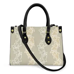 Custom Print On Demand Women's Pu Handbag Tuberose Flower Lei Art Pattern Luxury Tote Bag For Lady