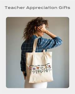 กระเป๋าผ้าแคนวาสสำหรับผู้หญิงกระเป๋าโท้ทมีซิปพิมพ์ลายการ์ตูนออกแบบได้ตามต้องการ - Product Image 2