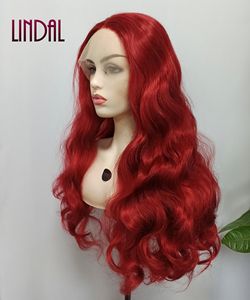 Ldal-peluca sintética con encaje frontal color rojo oscuro, pelo sintético largo con parte libre, color rojo vino tinto, gran oferta, ebay - Product Image 1