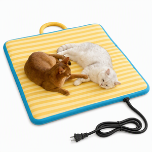 Tapis chauffant pour animaux de compagnie ZT, rayé, rectangulaire, lit pour chat, coussin en peluche chaud, utilisation hivernale, facile à nettoyer, design moderne - Product Image 6