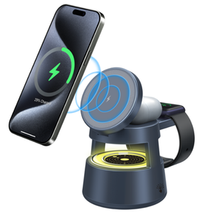 Estación de carga inalámbrica magnética 4 en 1 de nuevo diseño con luz nocturna Compatible con <span class=keywords><strong>iPhone</strong></span> 14 15 16 Series e iWatch - Product Image 1