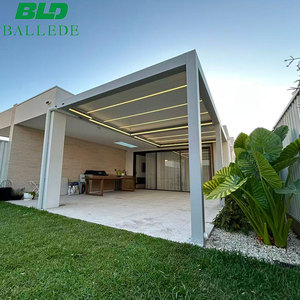 <strong>Outdoor</strong> Aluminum Pergola Waterproof Louvered Roof Gazebo Motorized with Adjustable Roof for Patio, <strong>Garden</strong>, Terrace, Poolside - Product Image 6