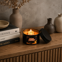 Bougie parfumée en cire de soja Citrouille Fantôme d'Halloween, écologique, longue durée de combustion, en boîte métallique, pour décoration de maison, fête, cadeau de fêtes