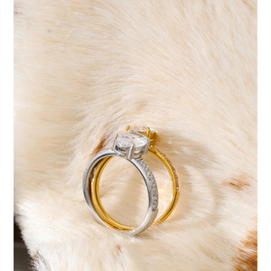 Anello JINYOU 3019 6789 in Acciaio Inossidabile Placcato Oro con Zircone Brillante, Anello <span class=keywords><strong>di</strong></span> <span class=keywords><strong>Fidanzamento</strong></span> per Donna - Product Image 5