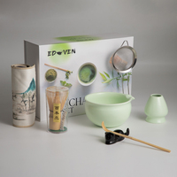 Lot de 7 accessoires de cérémonie pour bol à matcha avec logo personnalisé, fouet japonais en bambou organique, ensemble d'outils pour le thé et le café avec bec verseur