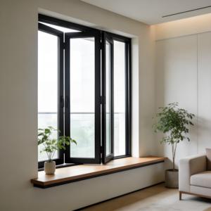 Fenêtres pliantes en aluminium Sunnysky, à double vitrage avec stores, pour cuisine et service - Product Image 1