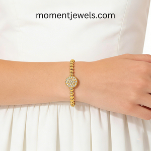 Brazalete de Acero Inoxidable Chapado en Oro de 18K, Resistente al Agua, Sin Deslustre, con Pedrería Redonda, Elegante Regalo para Mujer - Product Image 2