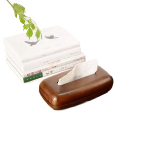 Caja de pañuelos de madera de nogal con diseño de guijarro, almacenamiento minimalista para escritorio, multiusos, conveniente para uso en hoteles y restaurantes - Product Image 1