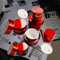 Flacon cosmétique en plastique vide rechargeable pour lotion corporelle, crème pour le visage, rouge à lèvres, contenants avec bouchon à clapet, flacons rouges 30g, emballage