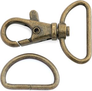 CRAFTMEMORE Swivel Trigger <b>Snap</b> <b>Hooks</b> Classic Lobster Clasps With D Rings For Purse Strap Lanyard Leather Craft Sets CSD Inch An - Product Image 3