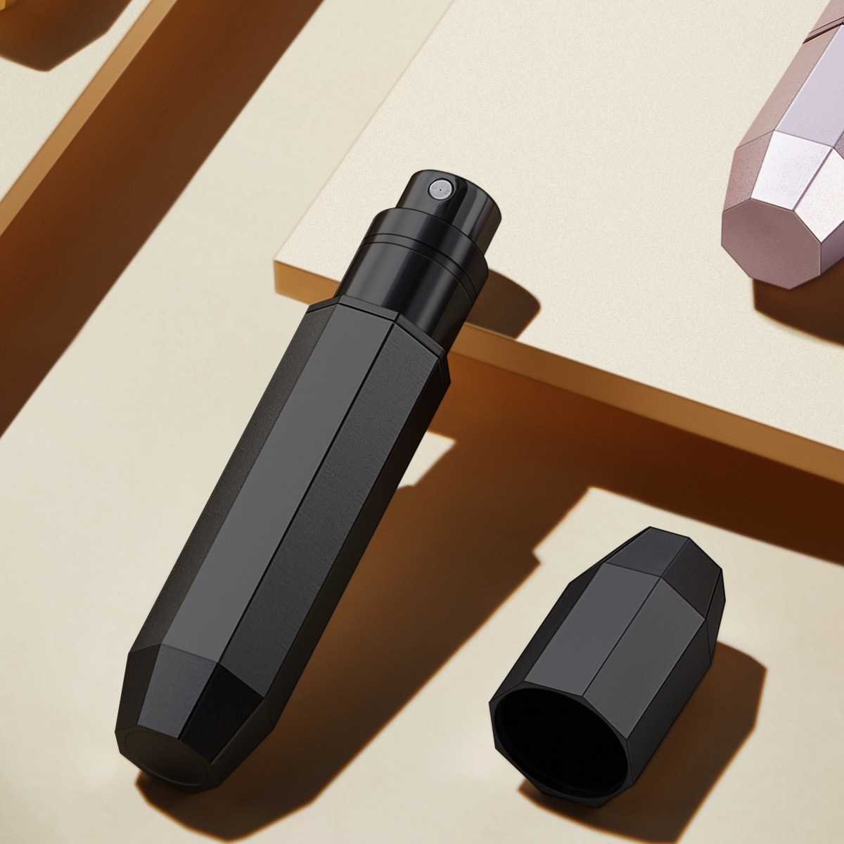 5ml-octagonal small gold bar-black-aluminum+pctg