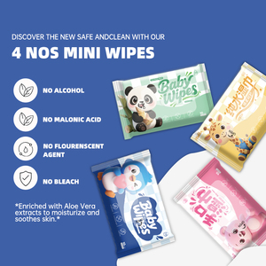 Usine en gros PH neutre 10 pièces poche 99% eau mains bouche lingettes Panda Mini lingettes - Product Image 4