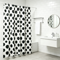 Rideau de douche en PEVA noir à pois, résistant, antibactérien, imperméable, écologique, léger, style américain