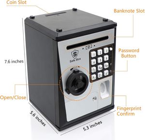Mini Caja de Ahorros de cajero automático para dinero real, alcancías de voz electrónica, contraseña de huella dactilar, caja de seguridad para niños, regalo de cosas geniales - Product Image 6