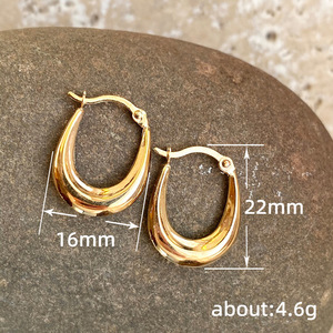 Orecchini a Cerchio a Goccia d'Acqua da Donna, Stile Francese Vintage Minimalista, a Forma di U, Geometrici, Aperti, a Clip, Gioielli di Tendenza - Product Image 5