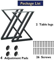 Pieds de table en métal robustes MKOEIY de 28 pouces, lot de 2, capacité de charge de 450 kg, design industriel en X à double triangle pour meubles