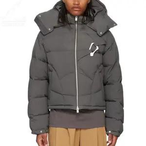 YuFan Custom Gray Abstract Down Jacket Down-filled Quilted Polyester Jacket New Design Mens Winter Jacket
