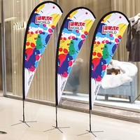 Drapeau à franges personnalisé ZHENGYANG avec logo, 2m-5m, bannière publicitaire, oriflamme, kit de drapeaux promotionnels, support, 100% polyester